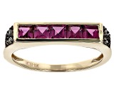 Grape Color Garnet With Champagne Diamond 10k Yellow Gold Ring 1.09ctw