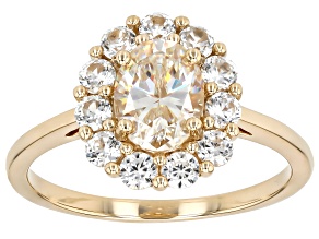 White Strontium Titanate With White Zircon 10k Yellow Gold Ring 2.51ctw