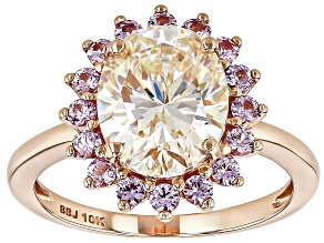 Strontium Titanate With Pink Sapphire 10k Rose Gold Ring 5.05ctw