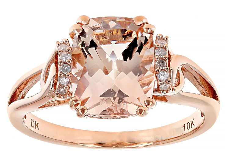 Morganite With White Diamond 10k Rose Gold Ring 2.45ctw