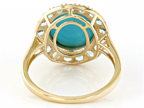 Blue Sleeping Beauty Turquoise With Swiss Blue Topaz 10k