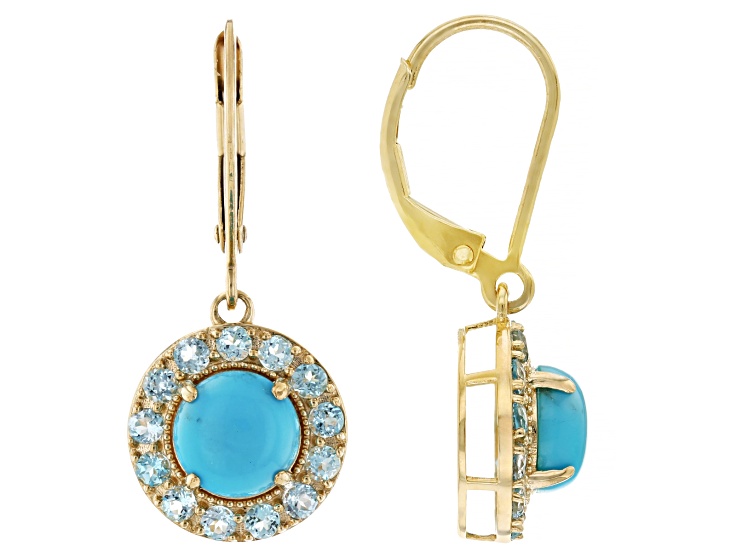 Blue Sleeping Beauty Turquoise With Swiss Blue Topaz 10k