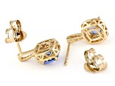 Blue Tanzanite With White Diamond 10k Yellow Gold Earrings 1.14ctw