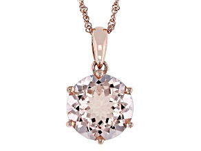 Peach Morganite 14k Rose Gold Pendant With Chain 3.04ct