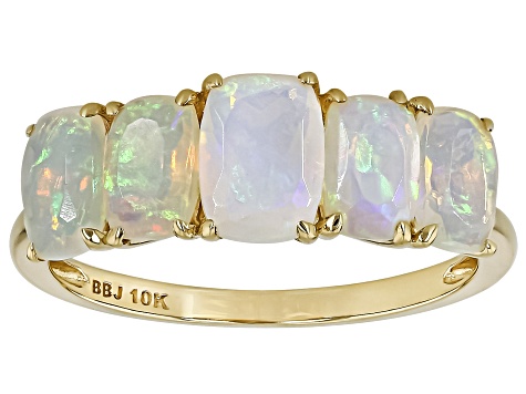 White Ethiopian Opal 10k Yellow Gold Ring 1.67ctw