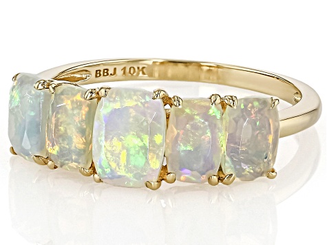 White Ethiopian Opal 10k Yellow Gold Ring 1.67ctw