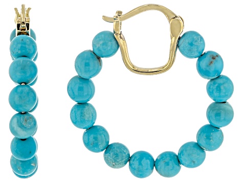 Sleeping Beauty Turquoise 10k Yellow Gold Earrings