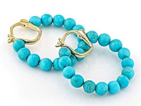 Sleeping Beauty Turquoise 10k Yellow Gold Earrings