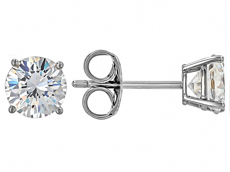 White Strontium Titanate Rhodium Over 10k White Gold Earrings 2.26ctw