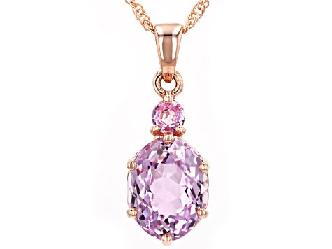 Pink Kunzite 10k Rose Gold Pendant With Chain 2.36ctw