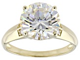 White Strontium Titanate With White Moissanite 10k Yellow Gold Ring 4.79ctw