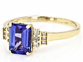 Blue Tanzanite With White Diamond 10k Yellow Gold Ring 1.69ctw