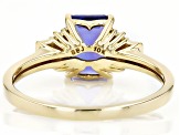 Blue Tanzanite With White Diamond 10k Yellow Gold Ring 1.69ctw