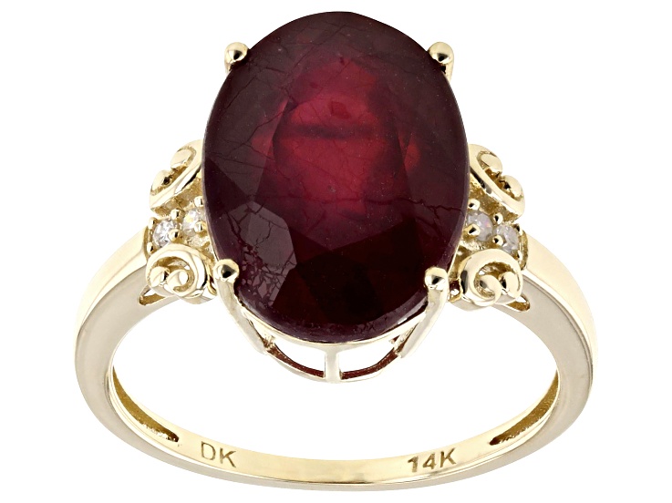 Mahaleo® Ruby With White Diamond 14k Yellow Gold Ring 8.11ctw