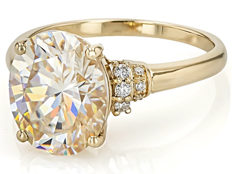 Strontium Titanate With Moissanite 10k Yellow Ring 6.23ctw