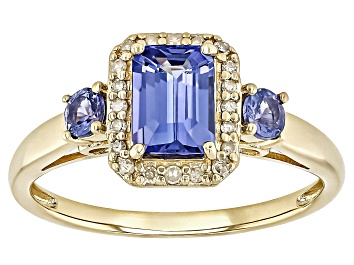 Picture of Tanzanite With White Diamond 10k Yellow Gold Ring 1.19ctw