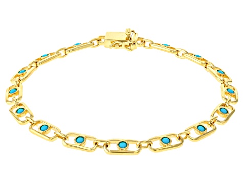 Sleeping Beauty Turquoise 10k Yellow Gold Bracelet