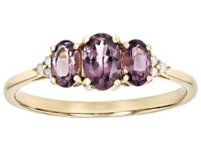 Purple Spinel With White Diamond 10k Yellow Gold Ring 0.88ctw