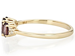 Purple Spinel With White Diamond 10k Yellow Gold Ring 0.88ctw