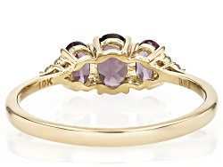 Purple Spinel With White Diamond 10k Yellow Gold Ring 0.88ctw