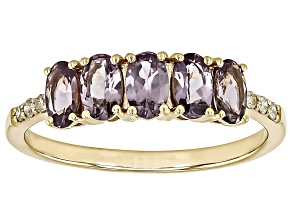 Purple Spinel With White Diamond 10k Yellow Gold Ring 0.91ctw