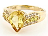 Yellow Beryl With Yellow Sapphire With White Zircon 10k Yellow Gold Ring 1.95ctw