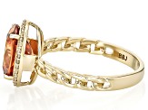 Cognac Strontium Titanate With White Diamond 10k Yellow Gold Halo Ring 3.45ctw