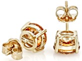 Cognac Strontium Titanate 10k Yellow Gold Stud Earrings 5.20ctw