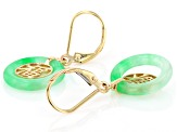 Jadeite 10k Yellow Gold Good Luck Earrings