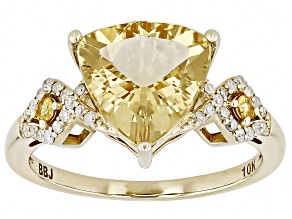 Yellow Beryl with Yellow Sapphire and White Diamond 10k Yellow Ring 2.62ctw