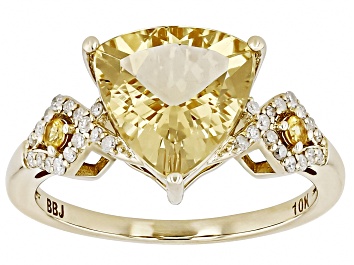 Picture of Yellow Beryl with Yellow Sapphire and White Diamond 10k Yellow Ring 2.62ctw