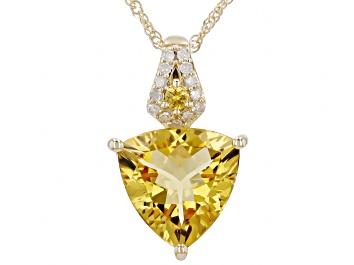 Picture of Yellow Beryl With Yellow Sapphire and White Diamond 10k Yellow Gold Pendant With Chain 2.50ctw