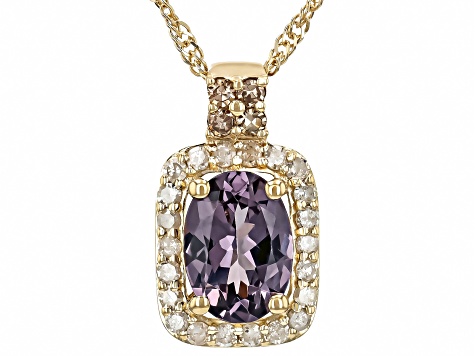 Purple Spinel 10k Yellow Gold Pendant With Chain 0.83ctw