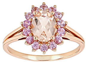 Peach Morganite With Pink Sapphire 10k Rose Gold Ring 1.47ctw
