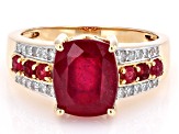 Mahaleo® Ruby With White Diamond 10k Yellow Gold Ring 3.73