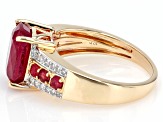 Mahaleo® Ruby With White Diamond 10k Yellow Gold Ring 3.73