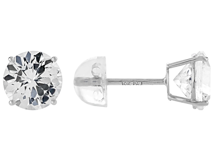 Lab Created Sapphire Rhodium Over 10k White Gold Earrings With Blue Earring Box 2.40ctw