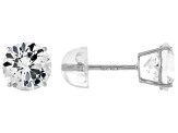 Lab Created Sapphire Rhodium Over 10k White Gold Earrings With Blue Earring Box 2.40ctw