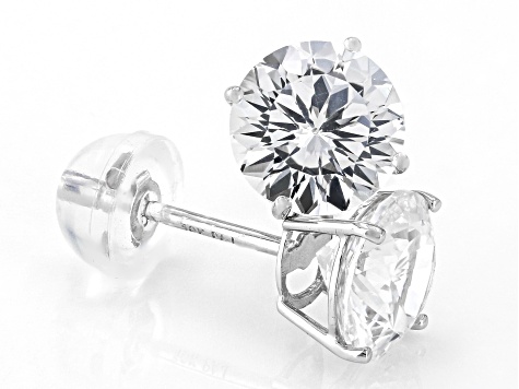 Lab Created Sapphire Rhodium Over 10k White Gold Earrings With