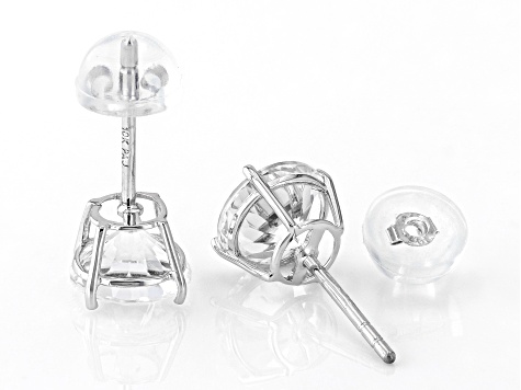 Lab Created Sapphire Rhodium Over 10k White Gold Earrings With Blue Earring Box 2.40ctw