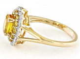 Yellow Sapphire With White Diamond 14k Yellow Gold Ring 1.42ctw