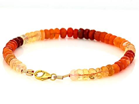 Fire Opal 14k Yellow Gold Bracelet