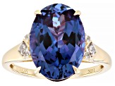 Color Change Lab Created Sapphire With White Lab Created Sapphire 10k Yellow Gold Ring 7.56ctw