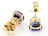 Color Change Lab Created Sapphire 10k Yellow Gold Stud Earrings 4.68ctw