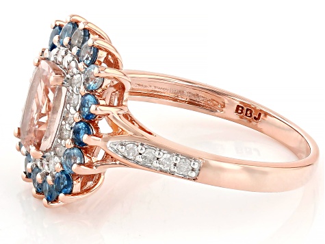 Morganite With Santa Maria Aquamarine And White Diamond 10k