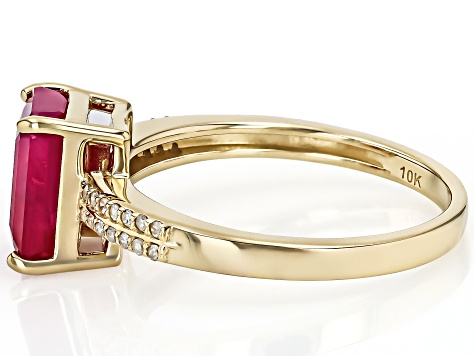 John Saul Ruby With White Diamond 10k Yellow Gold Ring 2.86ctw
