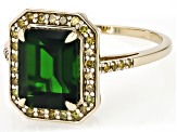 Chrome Diopside With Yellow Diamond 10k Yellow Gold Ring 3.24ctw