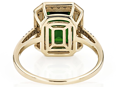 Chrome Diopside With Yellow Diamond 10k Yellow Gold Ring 3.24ctw
