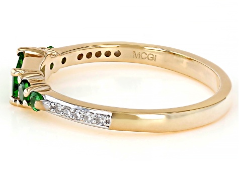 Tsavorite With White Diamond 10k Yellow Gold Ring 0.57ctw - CLG961