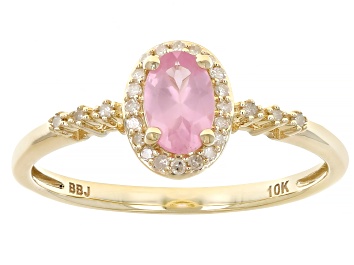 Picture of Pink Spinel With White Diamond 10k Yellow Gold Ring 0.51ctw